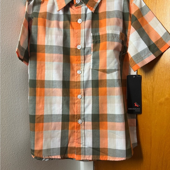 American Eagle Outfitters Casual Orange and Green Button Down Shirt - Picture 1 of 2